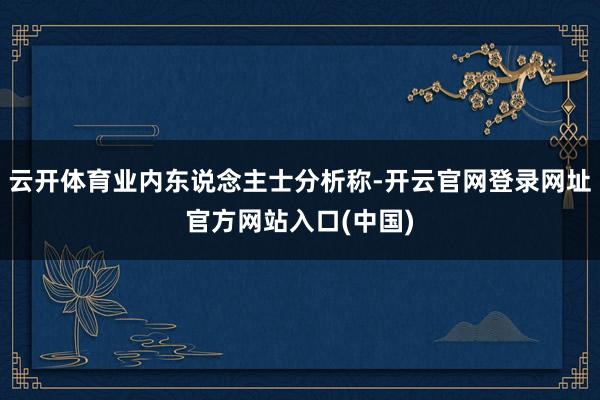 云开体育业内东说念主士分析称-开云官网登录网址官方网站入口(中国)