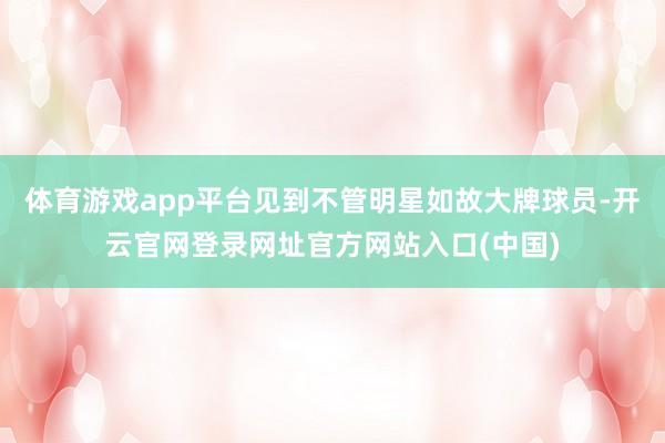 体育游戏app平台见到不管明星如故大牌球员-开云官网登录网址官方网站入口(中国)